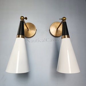 Black White Brass Wall Sconce Mid Century Light - Italian Diabolo  Wall Sconces Pair Lighting - Bedside Lamp - Fixtures Bulb for Home Decor