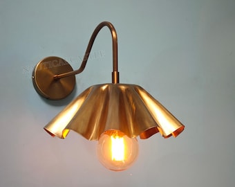 Customizable Brass Flower Wall Sconce: Plug-In/Hardwired Lighting