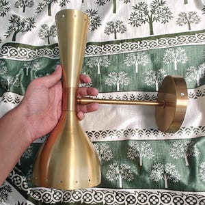 Raw Brass Wall Sconce Pair Handmade Sputnik Mid-Century-Modern Italian Pair Wall Scone Stilnovo Mid-Century Wall lamp fixture