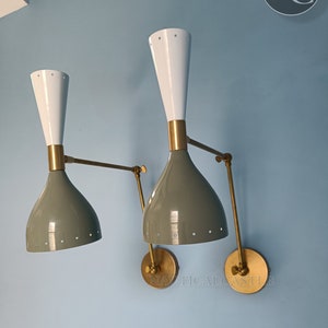 Brass Diabolo Wall Sconce Pair: Mid-Century Modern Italian Lighting