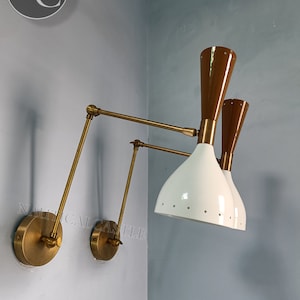 Mid Century Modern Brass Diabolo Wall Sconce - Italian Style - Set of Two