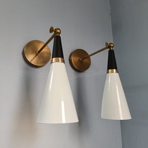 Vintage Brass Wall Sconce Mid Century Light - Italian Diabolo  Wall Sconces Pair Lighting - Bedside Lamp - Fixtures Bulb for Home Decor