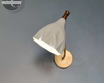Mid-Century Italian Diabolo Brass Wall Sconce - White