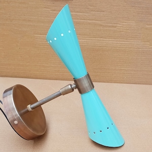 Mid Century Diablo Wall Sconce Pair: Brass Italian Light Fixtures
