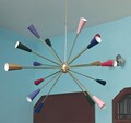 Brass Sputnik Chandelier: Mid Century Modern 16-Arm Pendant Light