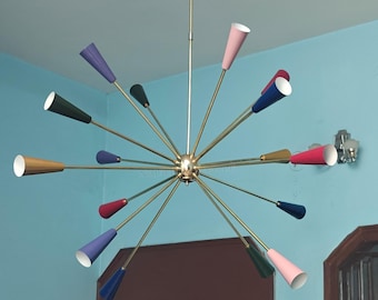 Brass Sputnik Chandelier: Mid Century Modern 16-Arm Pendant Light