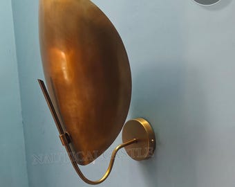 Plug In Raw Brass Wall Sconce Pair: Handmade Sputnik Light