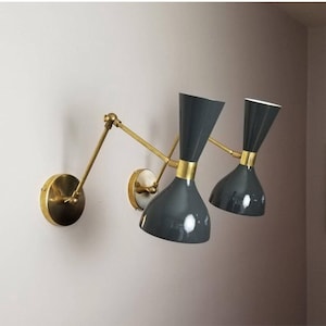 Mid Century Italienische Messing Diabolo Wandlampe - Paar - 50er Jahre Wandlampe