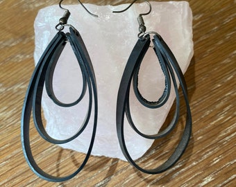 Boucles d’oreilles Boho Pneu de vélo en caoutchouc recyclé