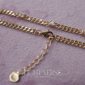 Chin Up Chain Cuban Link Chain Bracelet - 18K Solid Gold set with 3 Diamonds, Gold Cuban Link Chain Bracelet