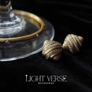 Le Croissant 18k Solid Gold Diamond Stud Earrings – 18k solid gold set with diamonds, Gift for her, lifetime collection
