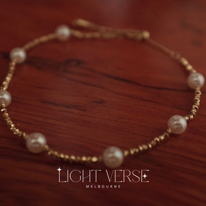 Gilded Lily Bracelet – 18k Solid Gold Beads and Akoya Pearl Bracelet
