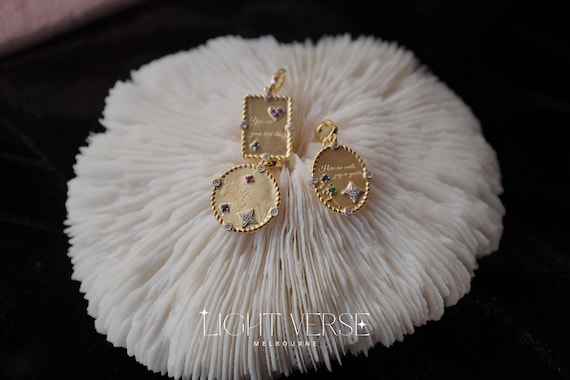 Love Letter Pendant – 18K Solid Gold with Diamond/Emerald/Ruby/Sapphire setting, Gift for her, yourself or loved one,  Valentine’s Gift