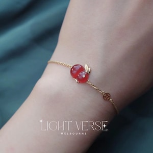 Red Rabbit - 18K Solid Gold Red Agate Lucky Rabbit Bracelet, Year of Rabbit, 2023 lunar New Year Lucky Charm Bracelet, Gift for Her