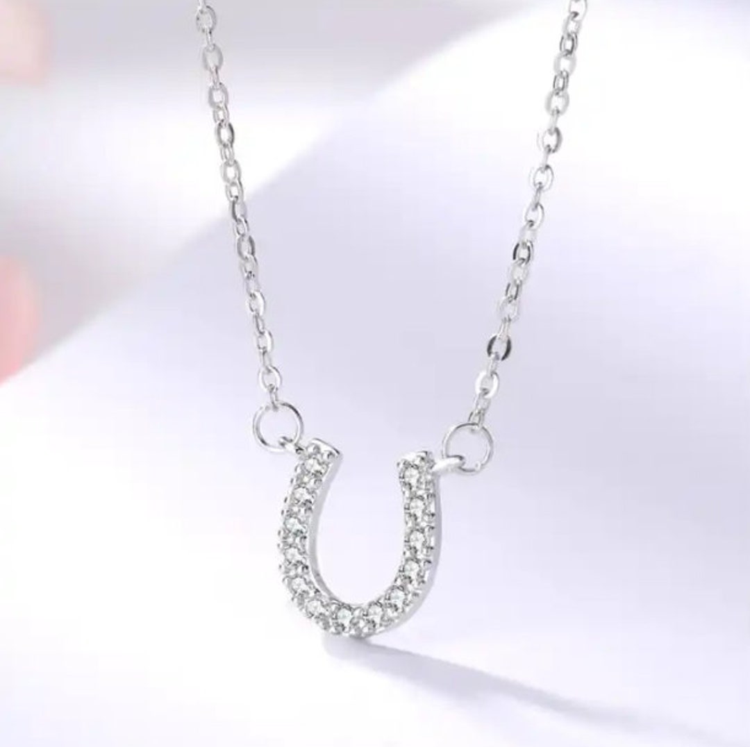 Horseshoe Necklace Diamond Necklace Simple and Dainty Etsy