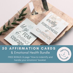 50 Tarjetas de Afirmación Positiva / Tarjetas de afirmación imprimibles / paquete de afirmaciones / Afirmaciones PNG / descarga digital / amor propio