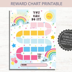 Rainbow Reward Chart, afdrukbare Rainbow Reward Chart, Kids Behavior Chart, Children Routine Chart, Sunshine Chore Chart Instant Download
