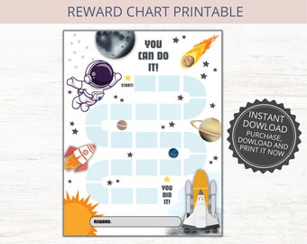 Printable Astronaut Reward Chart, Outer Space Behavior Chart, Children Routine Chart, Space Chore Chart Instant Download, Boy Chore Chart