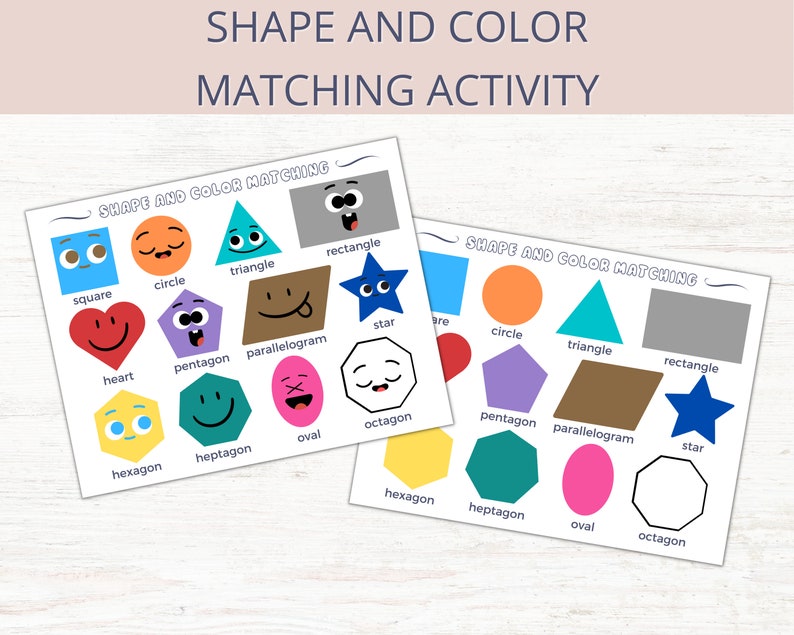 Shape and Color Matching Activity Shapes Printable Learning Etsy