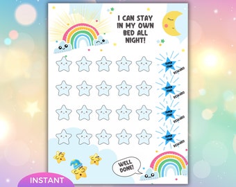 Stay In Bed Reward Chart, Printable Bedtime Routine Chart, Kids Behavior Chart, Sleep Tracker For Children, Rainbow Chart Instant Download