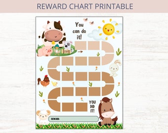 Farm Animals Reward Chart, Kids Chore Chart (Printable PDF)