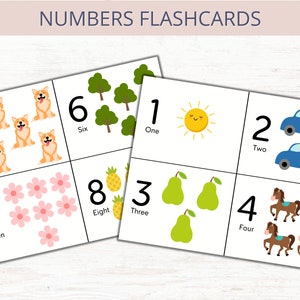 Number Flashcards, 20 Printable Number Flash Card, Numbers 1-20 Cards, Learn Number, Number Picture Flashcard, Digital Preschool Educational