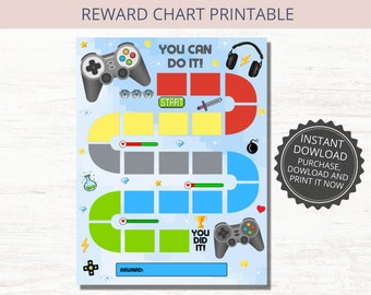 Video Game Reward Chart, Kids Chore Chart (Printable PDF)