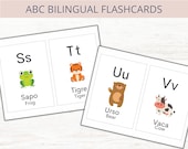 Portuguese English ABC Flashcards, Bilingual Alphabet (Printable PDF)