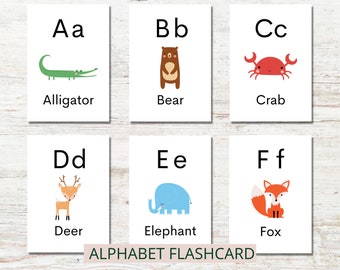 Animal Alphabet Flashcards, ABC Printable Cards (Digital Download)