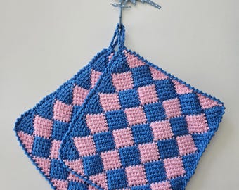 Entrelac gehaakte pannenlappen (Nederlands patroon)