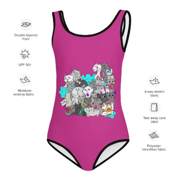 Cat Swimsuit Girls Etsy