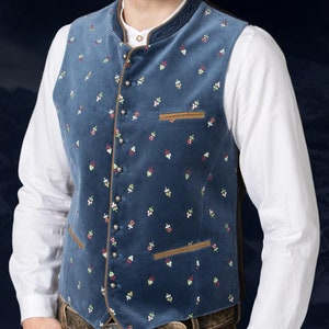 Men&#39;s vest &quot;Till&quot; smoke blue / authentic cultural quality clothing / Austria / Bavaria / Oktoberfest / traditional costume outfit