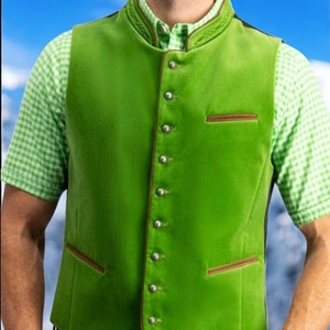 Men&#39;s vest &quot;Titus&quot; light green / authentic cultural quality clothing / Austria / Bavaria / Oktoberfest / traditional costume outfit