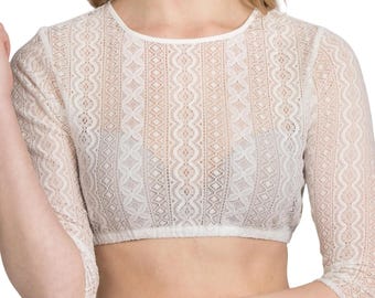 High-necked dirndl blouse / carefully inspected returned item in new quality / Austria / Bavaria / Oktoberfest / traditional outfit