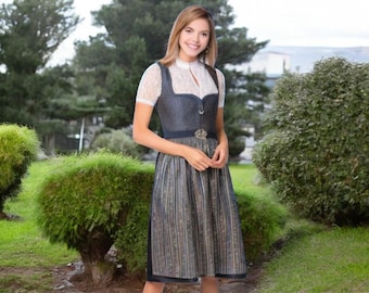 Dirndl Klara size DE 42 blue / dark blue dirndl dress skirt length 70 cm / limited Premium Selection / sample dress by Trachtenhans