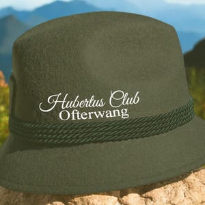 Goisererhut olive personalized – Traditional felt hat for hunters, hikers and clubs with individual personalization inside or outside