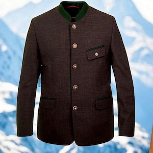 Exclusive men&#39;s traditional jacket &quot;Livius&quot; brown / authentic quality clothing / Austria / Bavaria / Oktoberfest / traditional outfit
