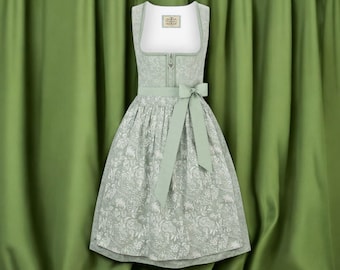 Dirndl – Sage-colored, carefully inspected return in new quality, heart pendant & apron/Austria/Bavaria/Oktoberfest/Traditional costume
