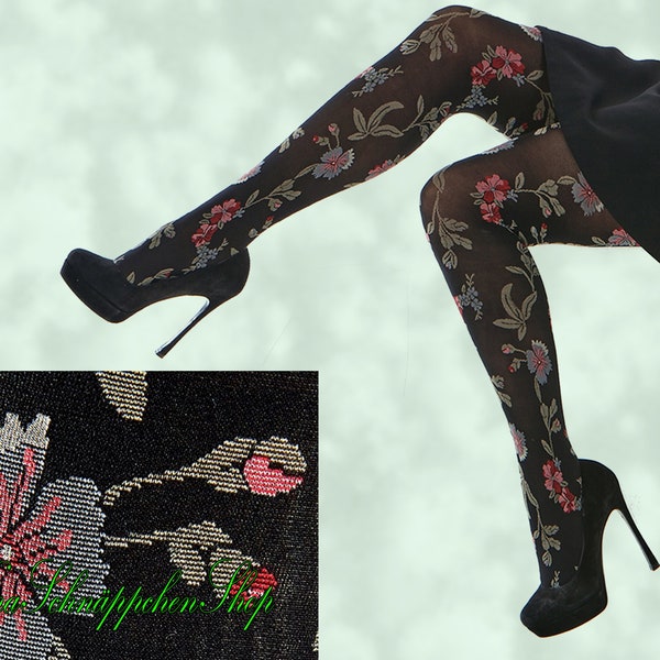 Black Tights With Design Etsy