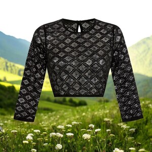 Ladies Dirndl Blouse &quot;Cassandra&quot; black / authentic cultural quality clothing / Austria / Bavaria / Oktoberfest / traditional costume outfit