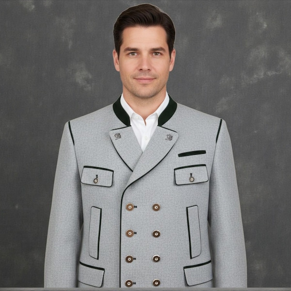 Men's traditional jacket, loden jacket, virgin wool, double-breasted traditional jacket, Bavarian Oktoberfest hunting jacket / Austrian jacket
