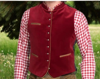 Men's vest, dark red / authentic cultural quality clothing / Austria / Bavaria / Oktoberfest / traditional outfit