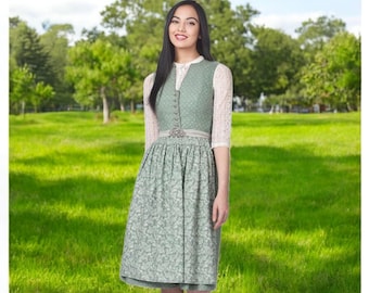 Dirndl Fenja size DE 38 / reed green dirndl dress / skirt length 70 cm / limited Premium Selection / pattern dress by Trachtenhans