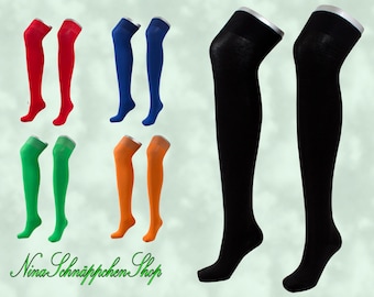 Overknee UNI in 6 fashion colors for carnival, carnival or funky fashion, these overknee socks don't just go with short skirts