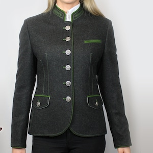 Chaqueta loden para mujer con cuello redondo y 2 bolsillos con solapa / botones en relieve / chaqueta tradicional popular en Baviera, Tirol, Austria y Alemania imagen 1