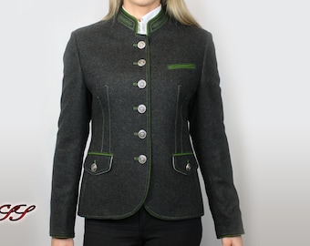 Women's loden jacket with round neck collar and 2 flap pockets / embossed buttons / popular traditional jacket in Bavaria, Tyrol, Austria and Germany