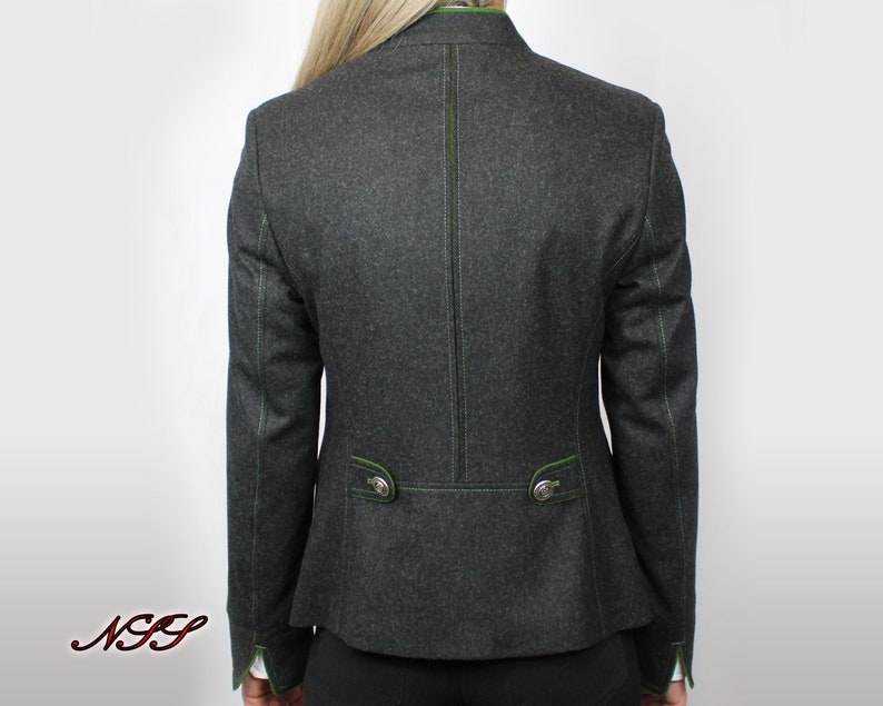 Chaqueta loden para mujer con cuello redondo y 2 bolsillos con solapa / botones en relieve / chaqueta tradicional popular en Baviera, Tirol, Austria y Alemania imagen 6