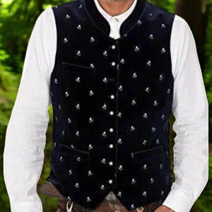Men&#39;s vest &quot;Silas&quot; midnight blue / authentic cultural quality clothing / Austria / Bavaria / Oktoberfest / traditional costume outfit