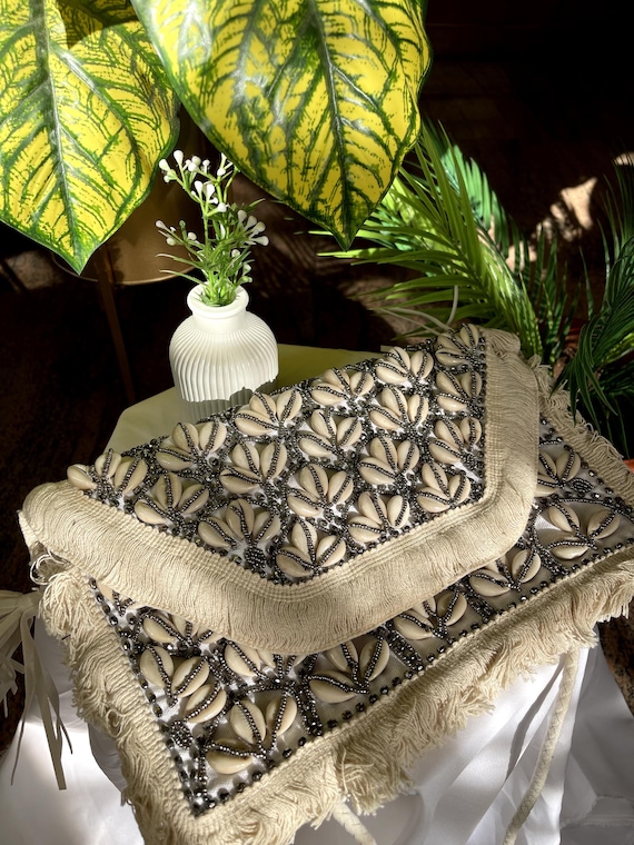 Borsa fatta a mano con perline in conchiglia bianca Boho Borsa