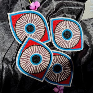 Zestaw podstawek z koralikami Evil Eye - ręcznie robione niebieskie żywiczne i szklane koraliki, ozdoba ochronna do domu, wyjątkowy prezent boho, duchowe szczęście